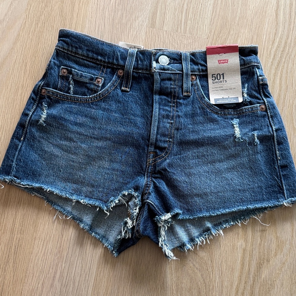 Levi's 501 Denim Cutoff Shorts - Dark Blue